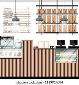 A vector illustration of interior of a modern Bakery shop