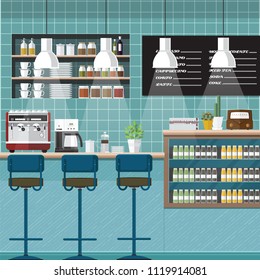 A vector illustration of interior of a modern coffee shop