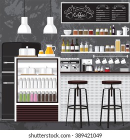 A vector illustration of interior of a modern coffee shop