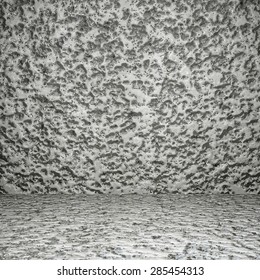 Vector illustration: interior of the old room with the realistic concrete wall