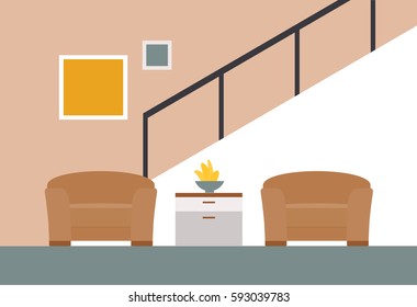 Vector illustration. The interior of the room. Living room with a sofa. Flat style.