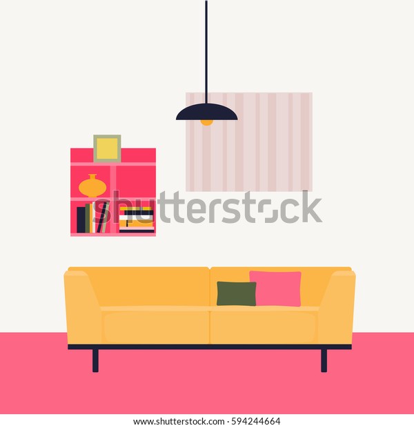 Vector Illustration Interior Room Living Room Stock Vector Royalty Free 594244664 6156