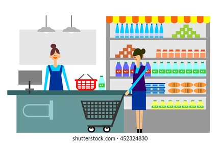 vector illustration the interior of supermarket