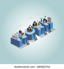 Vector Illustration. Interiors. Meeting. Development. Testing.