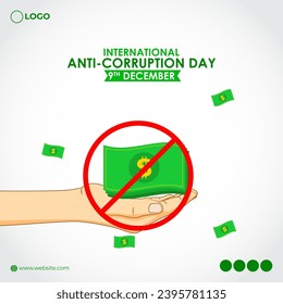 Vector illustration of International Anti Corruption Day social media feed template