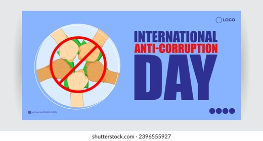 Vector illustration of International Anti Corruption Day social media feed template