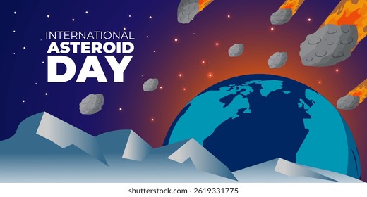 Vector illustration of International Asteroid Day social media template