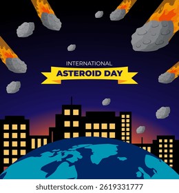 Vector illustration of International Asteroid Day social media template