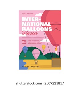 Vector illustration of international balloons festival flyer poster design template