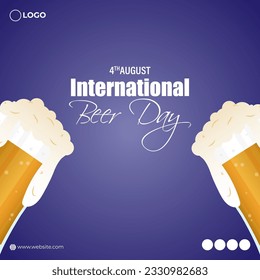 Vector illustration of International Beer Day social media story feed mockup template 