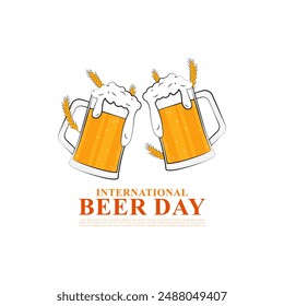 Vector illustration of International Beer Day social media feed template