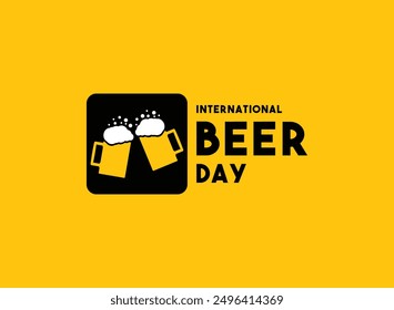 Vector Illustration of International Beer Day. Yellow background. Eps 10.