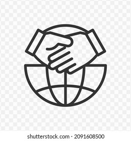 Vector illustration of international business deal icon in dark color and transparent background(png).