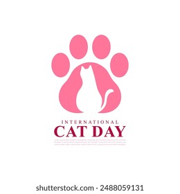 Vector illustration of International Cat Day social media feed template