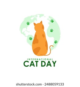 Vector illustration of International Cat Day social media feed template