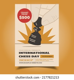 Vector Illustration of International Chess Day Flyer, Poster