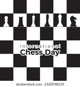 Vector illustration of International Chess Day social media story feed mockup template