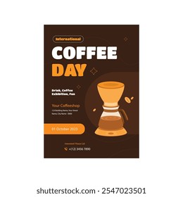 Vector illustration of international coffee day flyer poster template design