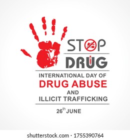 Vector Illustration of International Day against DRUG ABUSE and trafficking observed on 26th JUNE