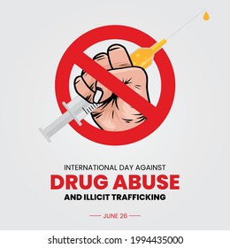 Vector Illustration of International Day against Drug Abuse and Illicit Trafficking banner.