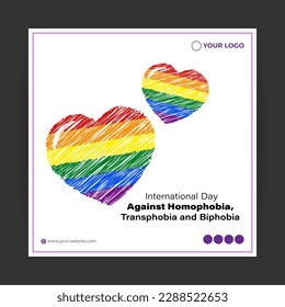 Vector illustration of International Day Against Homophobia Biphobia Lesbophobia Transphobia 17 May social media story feed mockup template post