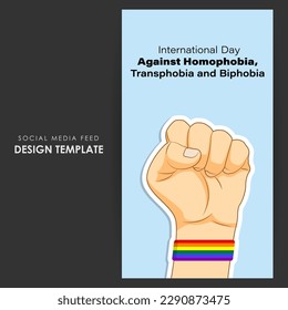 Vector illustration of International Day Against Homophobia social media story feed mockup template