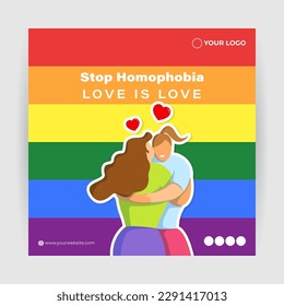 Vector illustration of International Day Against Homophobia Biphobia Lesbophobia Transphobia 17 May social media story feed mockup template post