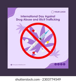Vector illustration of International Day Against Drug Abuse social media story feed mockup template