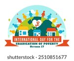 Vector Illustration of the International Day for the Eradication of Poverty, featuring People Living in Poverty and their Communities in Background
