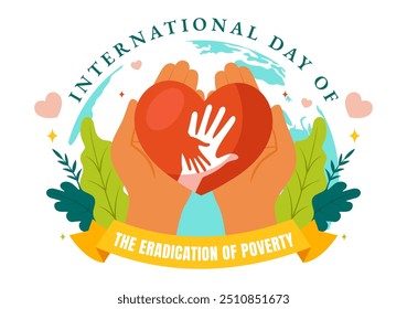 Vector Illustration of the International Day for the Eradication of Poverty, featuring People Living in Poverty and their Communities in Background