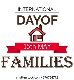 Vector illustration International Day Of Families with red ribbon.
