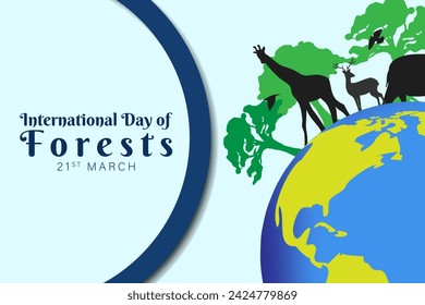 Ilustración vectorial del Día Internacional de los Bosques plantilla de fuente de medios sociales