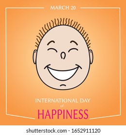 Vector illustration of International Day of Happinessn,smiling face, graphics for poster or banner.
