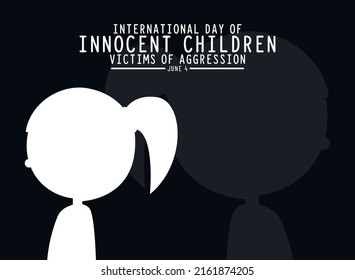 Vector illustration of international day of innocent children victims of aggression. Silhouette of a girl with a ponytail. June 4.