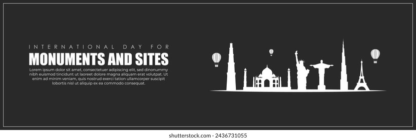 Ilustración vectorial del Día Internacional de los Monumentos y Sitios plantilla de fuente de redes sociales