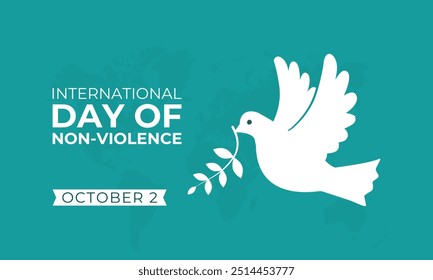 Vector Illustration of International Day of Non-Violence Banner poster, flyer and background design template. Two hand with earth and dove icon vector.