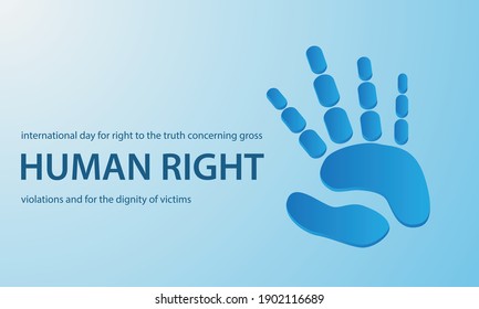 Vector Illustration Of International Day International Day For Right To The Truth Concerning Gross Human Right Violations And For The Dignity Of Victims, With Blue Palms