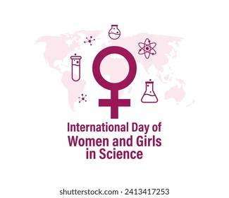 Vector illustration of International Day of Women and Girls in Science social media feed template