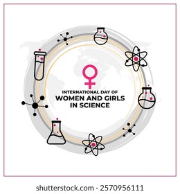 Vector illustration of International Day of Women and Girls in Science social media template