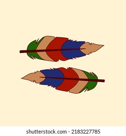 Vector Illustration Of International Day Of World Indigenous Peoples. Bird Feathers, Chicken Feathers.