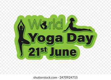 Vector illustration of International Day of Yoga sticker on transparent background