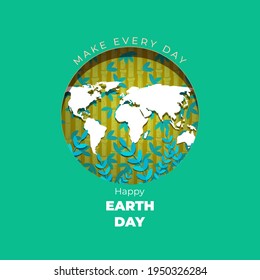 Vector illustration for international earth day, papercut effect