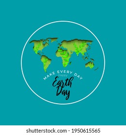Vector illustration for international earth day, papercut effect