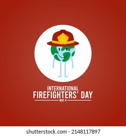 Vector illustration of international firefighetrs' day on red background.