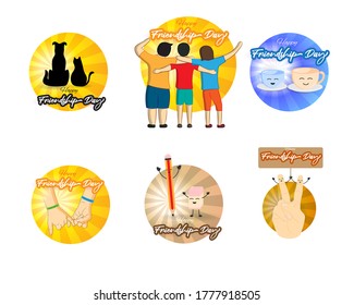 vector illustration for international friendship day-30th july-set of friendship day stickers 