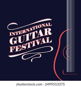 Vector illustration of International Guitar Festival social media feed template. Vector illustration