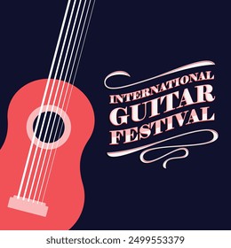 Vector illustration of International Guitar Festival social media feed template. Vector illustration