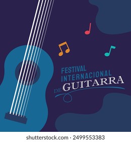 Vector illustration of International Guitar Festival social media feed template. Vector illustration