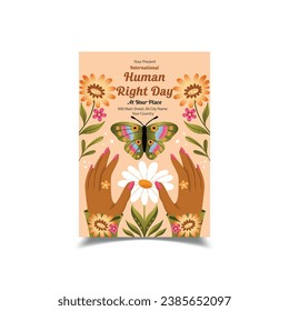 Vector Illustration of International Human Right Day Flyer Template