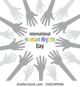 Vector illustration of International Human Rights Day, hand background